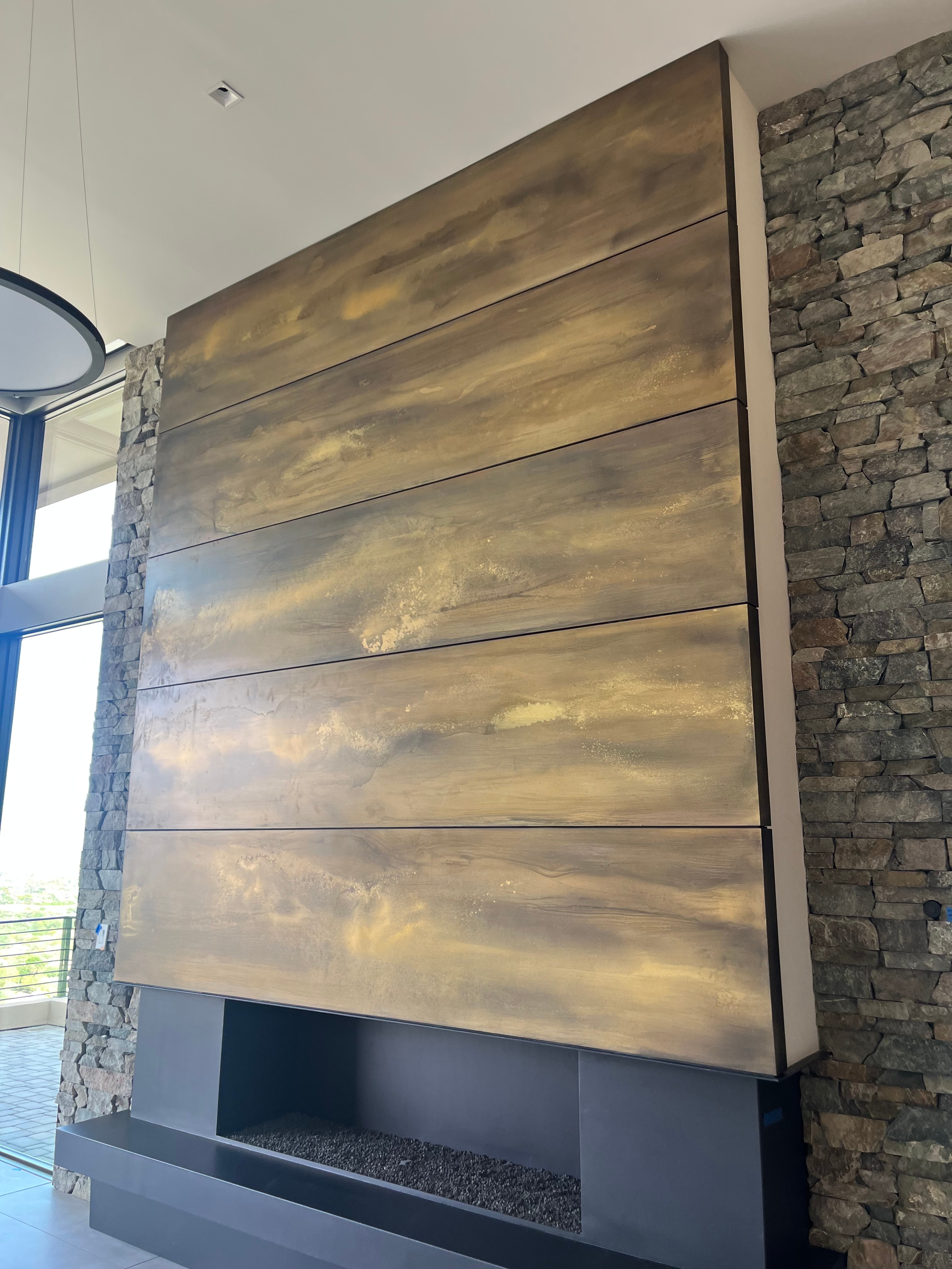Painted metal fireplace finish for Cullium Homes