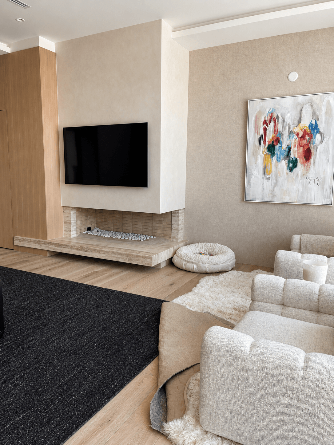 Lime wash fireplace for IMI Design by Anita Lang